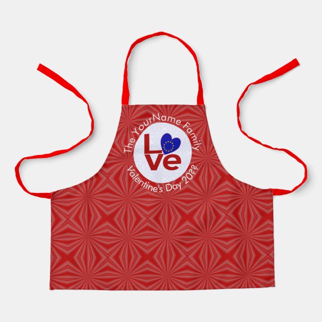 European Union Red LOVE Flag Personalized  Apron (Front)