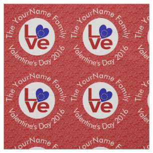 European Union Red LOVE Heart Flag Personalized  Fabric