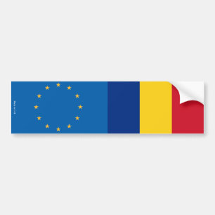 European Union & Romanian Flags Bumper Sticker