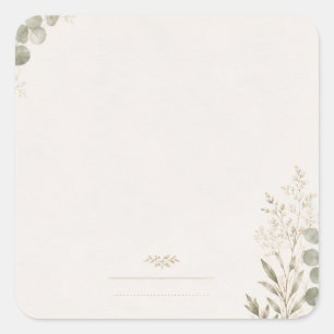 European Wedding Invitation in Olive Green Square Sticker