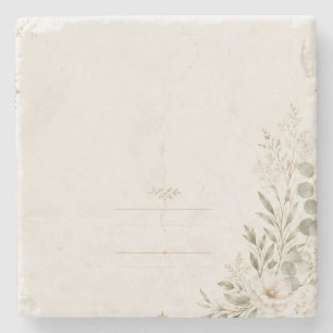 European Wedding Invitation in Olive Green Stone Coaster