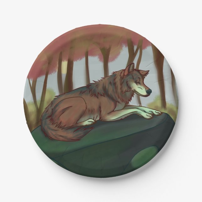 European Wolf Paper Plate (Front)