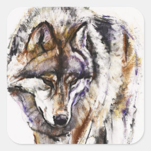 European Wolf Square Sticker