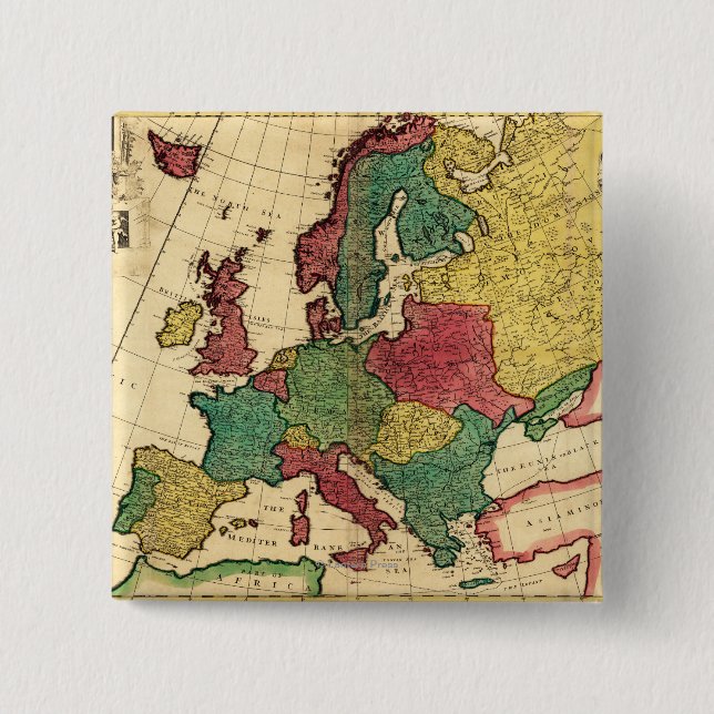 EuropePanoramic MapEurope 2 Inch Square Button (Front)
