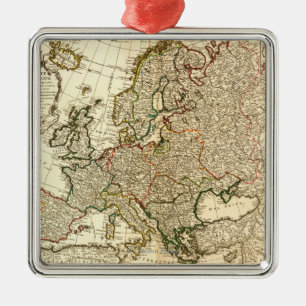 EuropePanoramic MapEurope 2 Metal Ornament