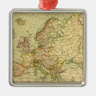 EuropePanoramic MapEurope 3 Metal Ornament