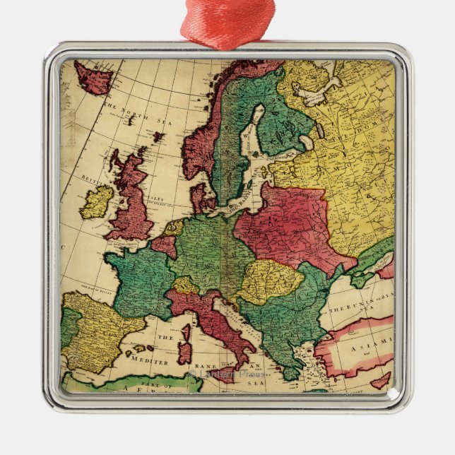 EuropePanoramic MapEurope Metal Ornament (Front)