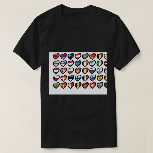 Eurovision Song Contest Flags Hearts  Mask T-Shirt (Design Front)