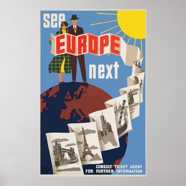 Eurpean Vintage Travel Poster (Front)