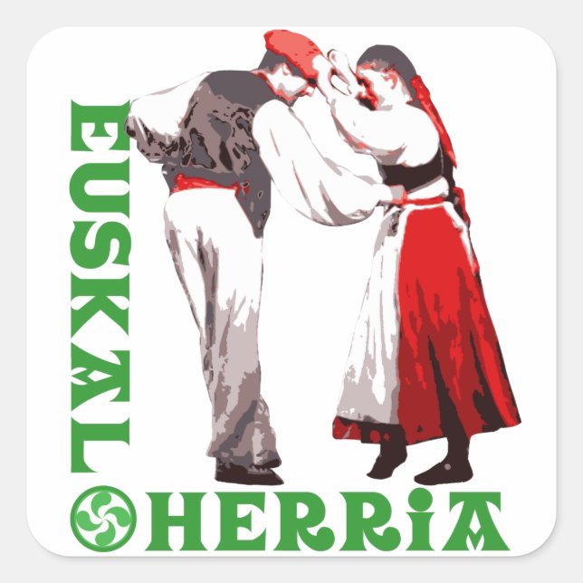 Euskal Herria: traditional Basque dancers, Square Sticker (Front)