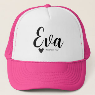 Eva Name Meaning Minimal Modern Script Black White Trucker Hat