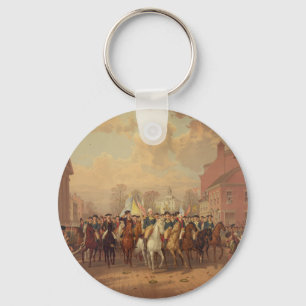 Evacuation day and Washingtons New York Entry 1783 Keychain