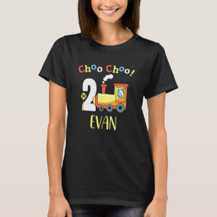 Evan Choo Choo Two Train 2nd Birthday Turning 2 T-Shirt