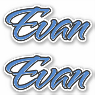 Evan Name Blue Autocollant Sticker Stickerset