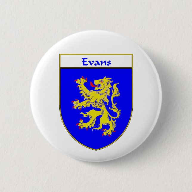 Evans Coat of Arms/Family Crest (Wales) 2 Inch Round Button (Front)