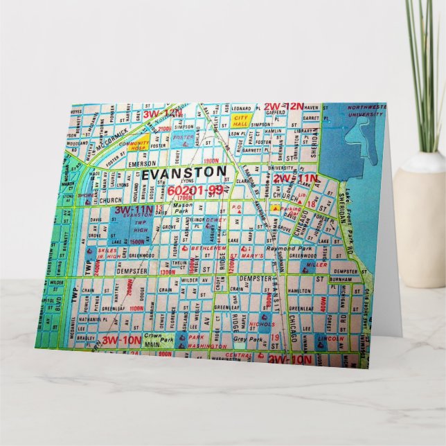 Evanston, IL Carte Vintage (Devant)