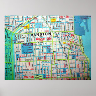 EVANSTON, IL Poster de la carte Vintage