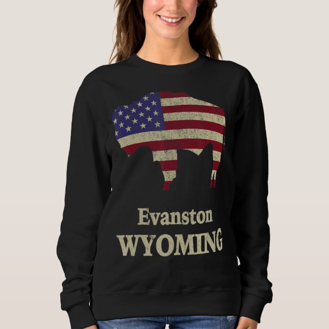 Evanston Wyoming With Bison Sweatshirt (Front)