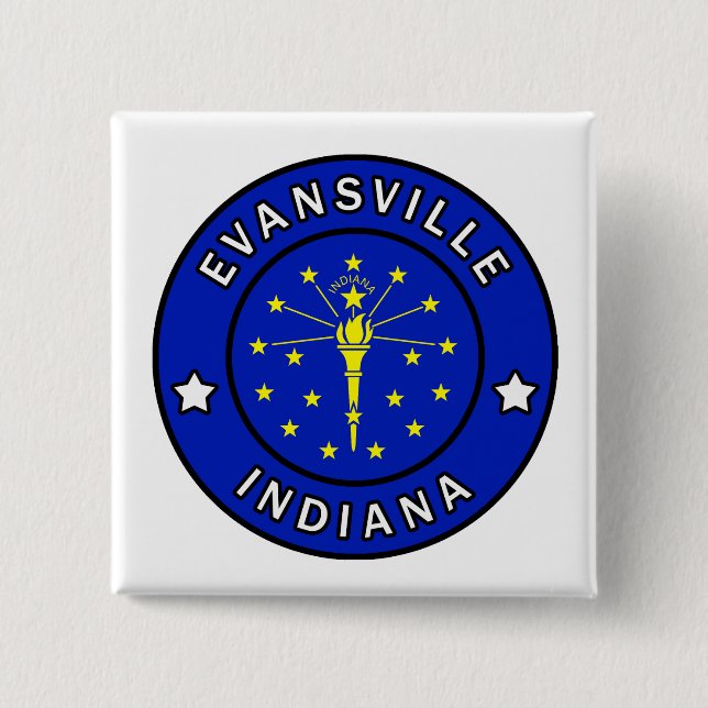 Evansville Indiana 2 Inch Square Button (Front)