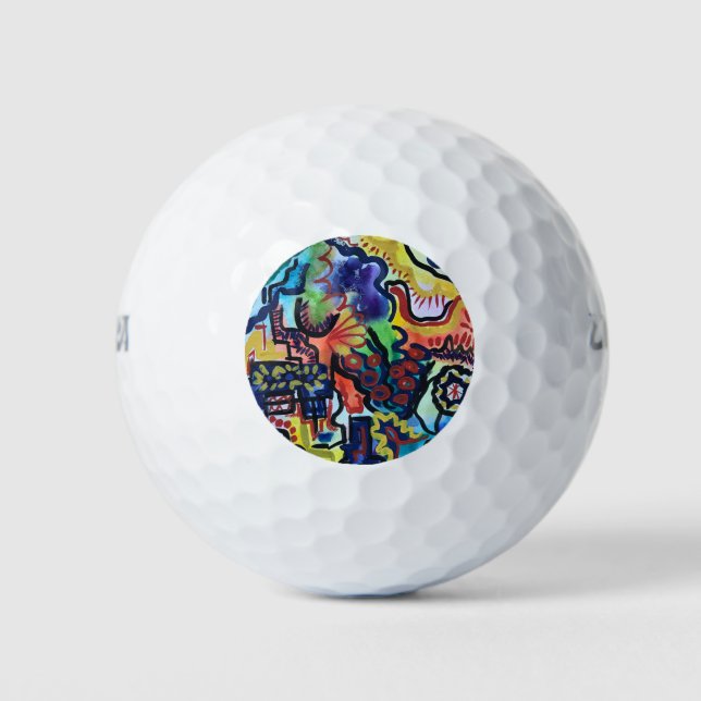 Eva's Garden-Hand Painted Modern Art Golf Balls (Front)