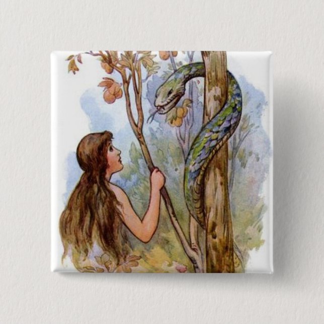 Eve And The Serpent 2 Inch Square Button (Front)