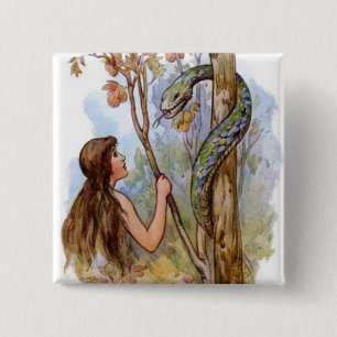 Eve And The Serpent 2 Inch Square Button