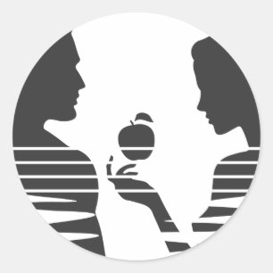 Eve Hands An Apple To Adam, Black Version 1/3 Classic Round Sticker