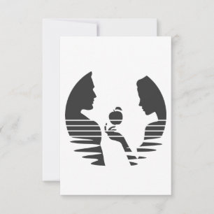 Eve Hands An Apple To Adam, Black Version 1/3 Thank You Card