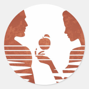 Eve Hands An Apple To Adam, Grunge Version 3/3 Classic Round Sticker