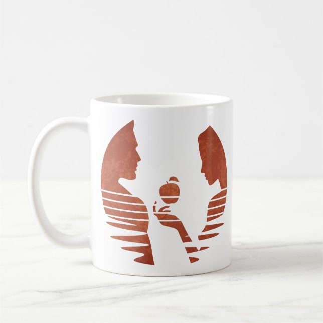 Eve Hands An Apple To Adam, Grunge Version 3/3 Coffee Mug (Left)