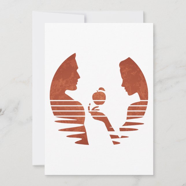 Eve Hands An Apple To Adam, Grunge Version 3/3 Holiday Card (Front)