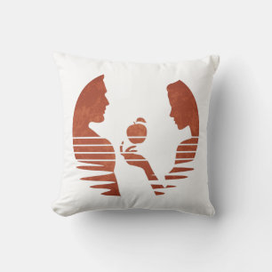 Eve Hands An Apple To Adam, Grunge Version 3/3 Throw Pillow