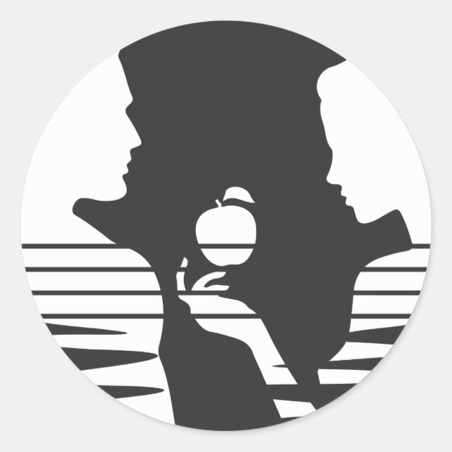 Eve Hands An Apple To Adam, White Version 2/3 Classic Round Sticker (Front)