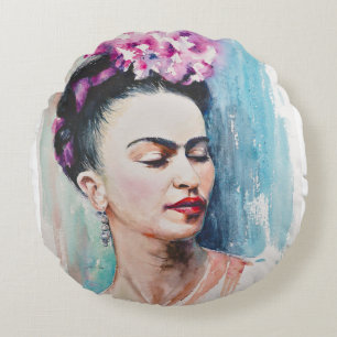 Eve Painted Frida Round Pillow