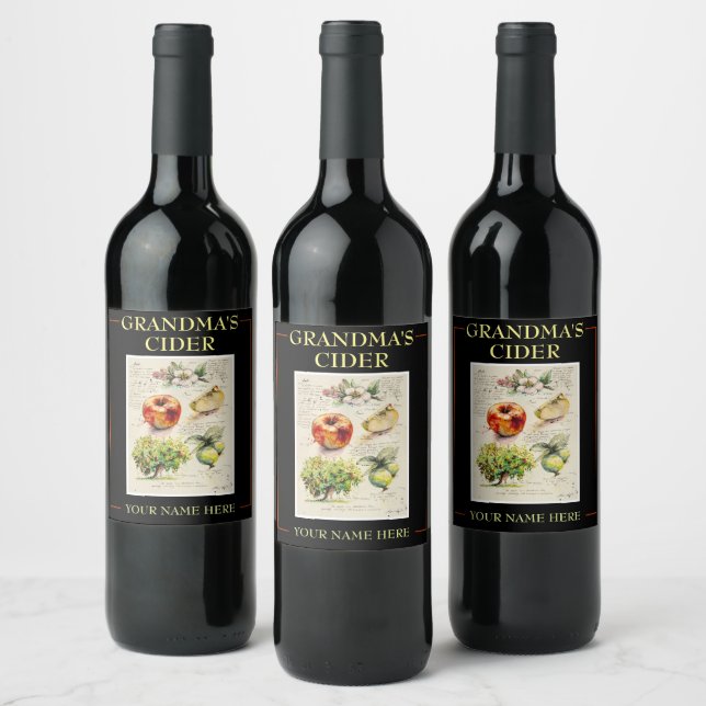 EVE Painted  Illustration of Apple          Wine L Wine Label (Bottles)