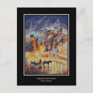 EVE Painted Krakow Old Town   Poster Postcard
