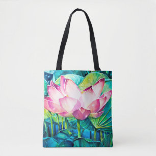  EVE Painted Lotus Flower    Tote Bag