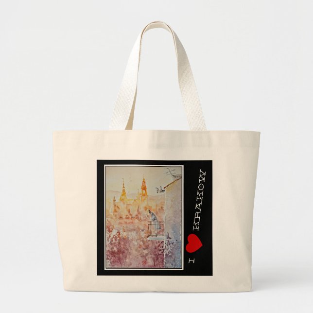 EVE Painted Morning in Krakow,Poland  Large Tote Bag (Front)