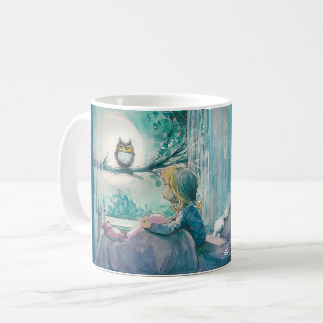 EVE Peint Bonne Nuit Hibouc de café Mug (Devant gauche)
