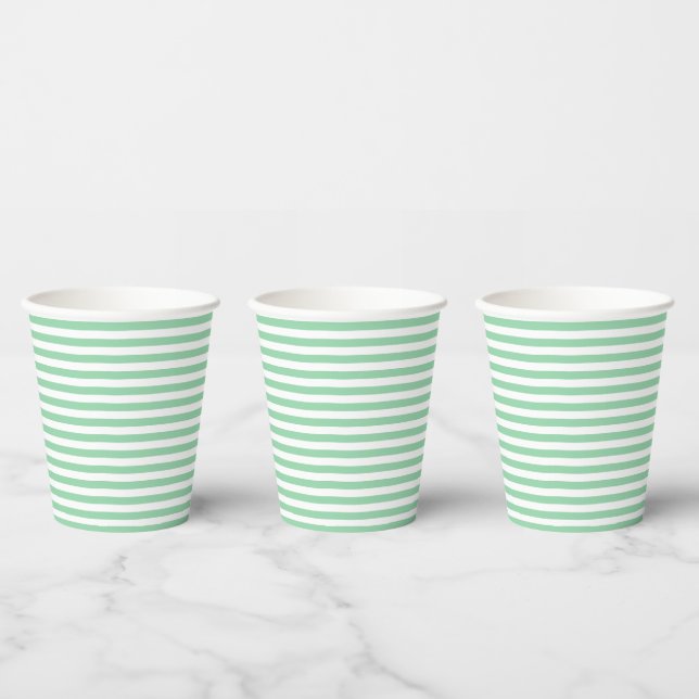Eve & Sofie Green Striped Paper Cups (Multi)