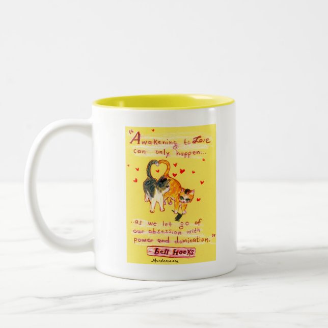 Éveil à l'amour cloche crochets chats mug (Gauche)