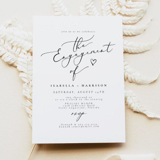 EVELYN Elegant Calligraphy Script Engagement Party Invitation (Creator Uploaded)