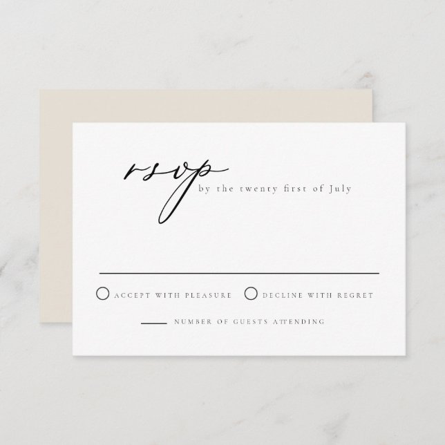 EVELYN Elegant Calligraphy Script Modern RSVP Card (Front/Back)