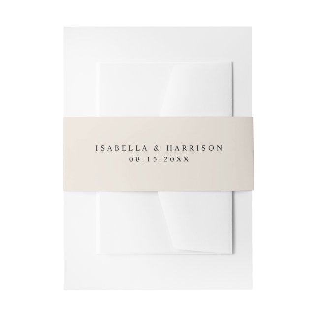 EVELYN Elegant Minimalist Cream Beige Belly Band Invitation Belly Band (Front Example)