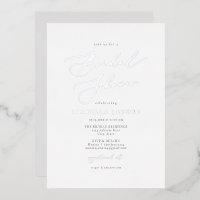 EVELYN Elegant Script Simple Silver Bridal Shower