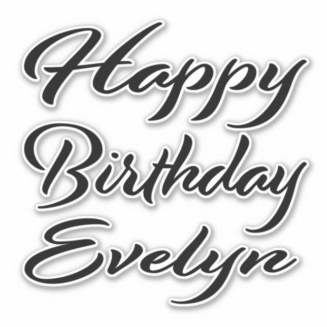 Evelyn name first name black Sticker birthday (Front)