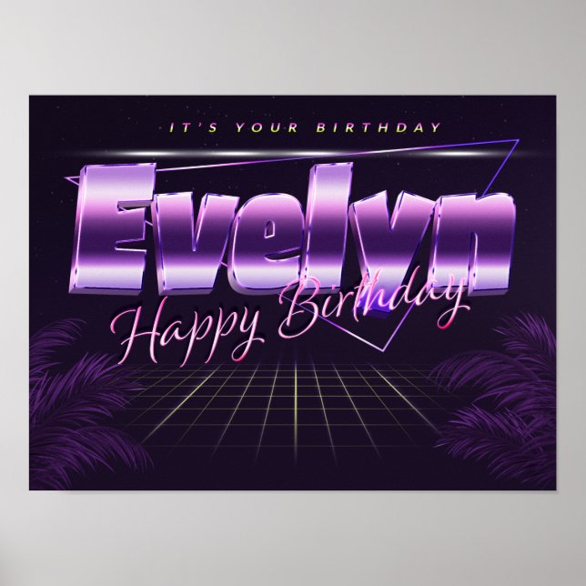 Evelyn Name First Name pura retro poster Birthday (Front)
