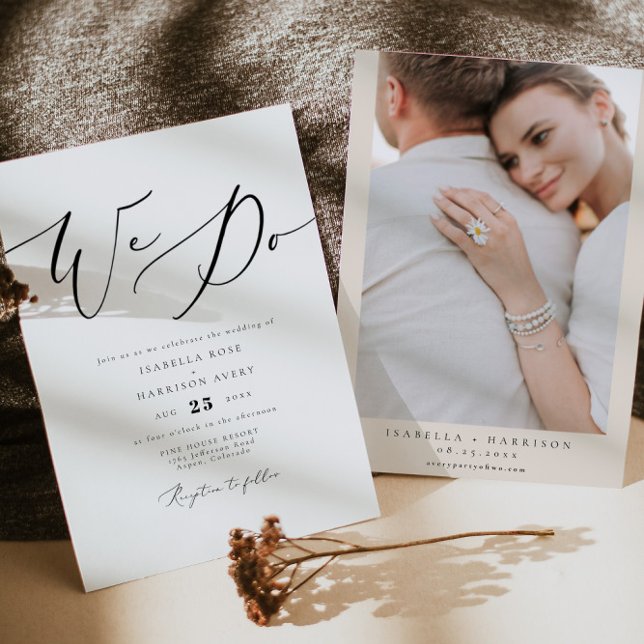EVELYN We Do Elegant Calligraphy Minimal Wedding Invitation (Creator Uploaded)