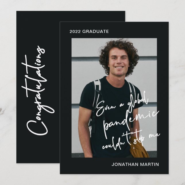 Even a Pandemic One Photo Graduation Party Invitation (Front/Back)