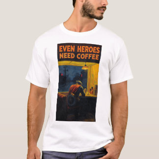 Even Heroes Need Coffee Historic Art Painting Tee